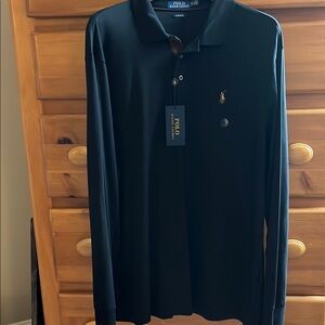 Polo by Ralph Lauren Men's Black long sleeve polo XL